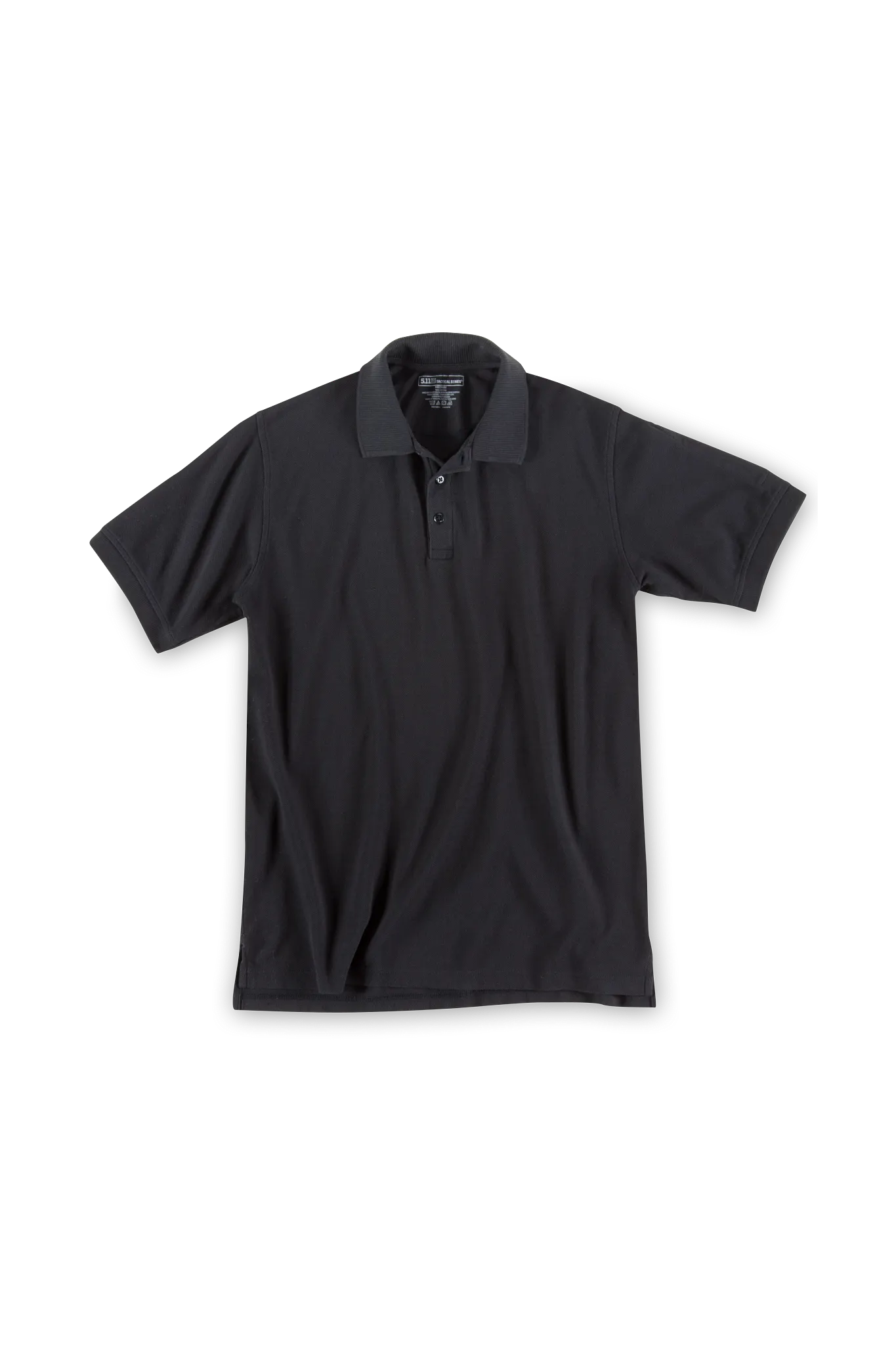 Tactical Polo Shirt, 100% Cotton, Button, Black, M
